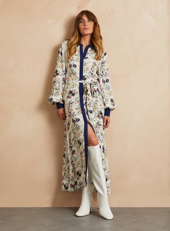 EVERBELLE Moroccan Floral Long Shirt Dress 8